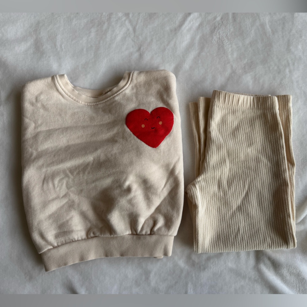 Next Cream Sweatshirt with Red Heart